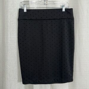 maurices M Black Fitted Elasticized High Waistband Velvet Polka Dot Pencil Skirt